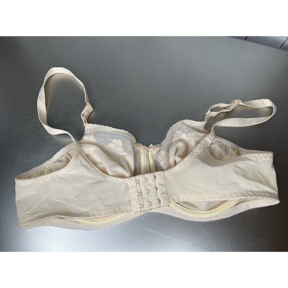Vintage Bali Bra 40C Flower Unlined Mesh Boned Beige Peach Underwire Union - Picture 2 of 6